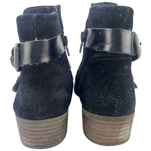 Crown Vintage Roberta Womens Black Suede Bootie Western Buckles 1.5" Heel S 10 - Picture 12 of 13